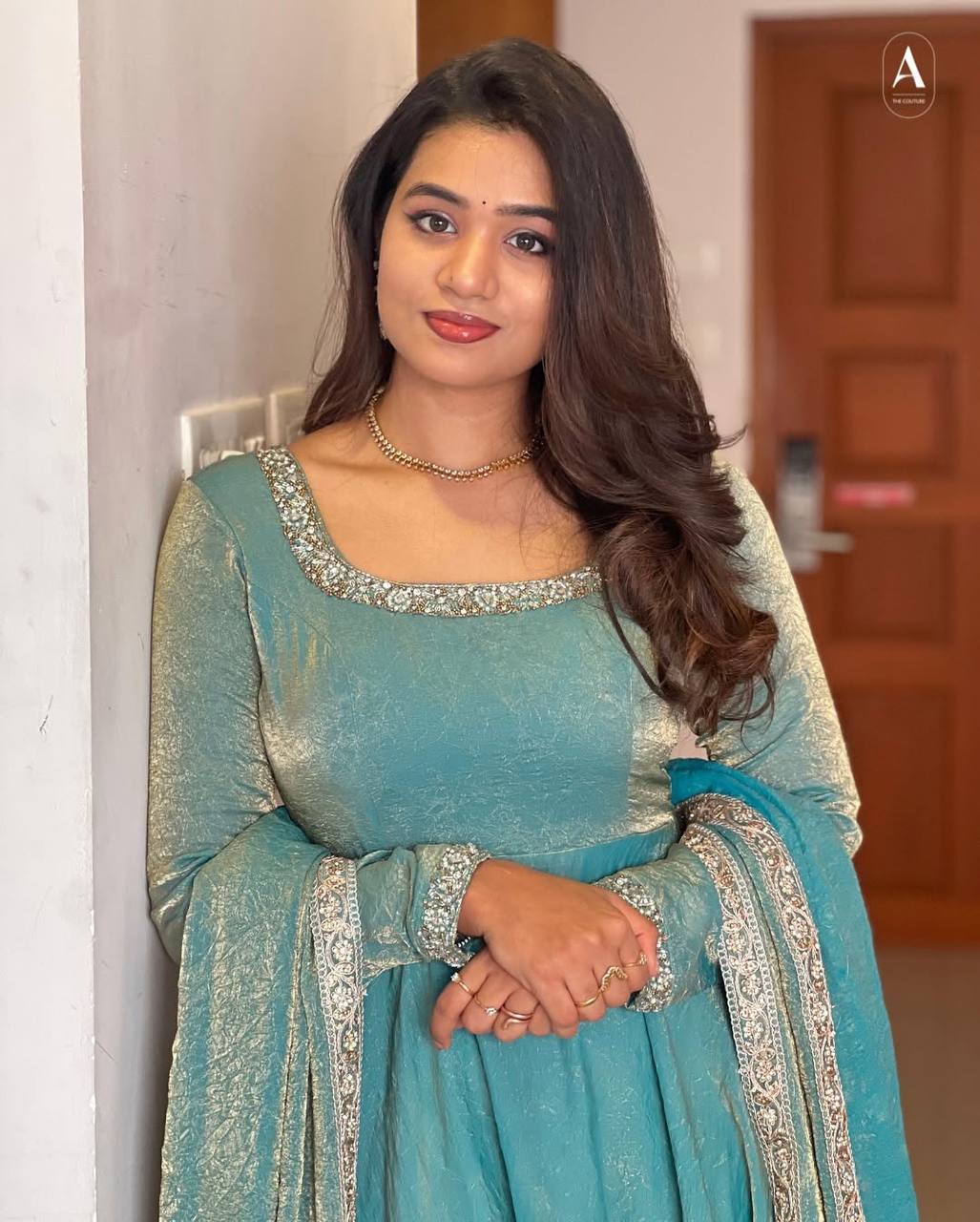 "Royal Elegance: Heavy Fandy Silk Gown with Embroidery Sequence Work & Full Flair"