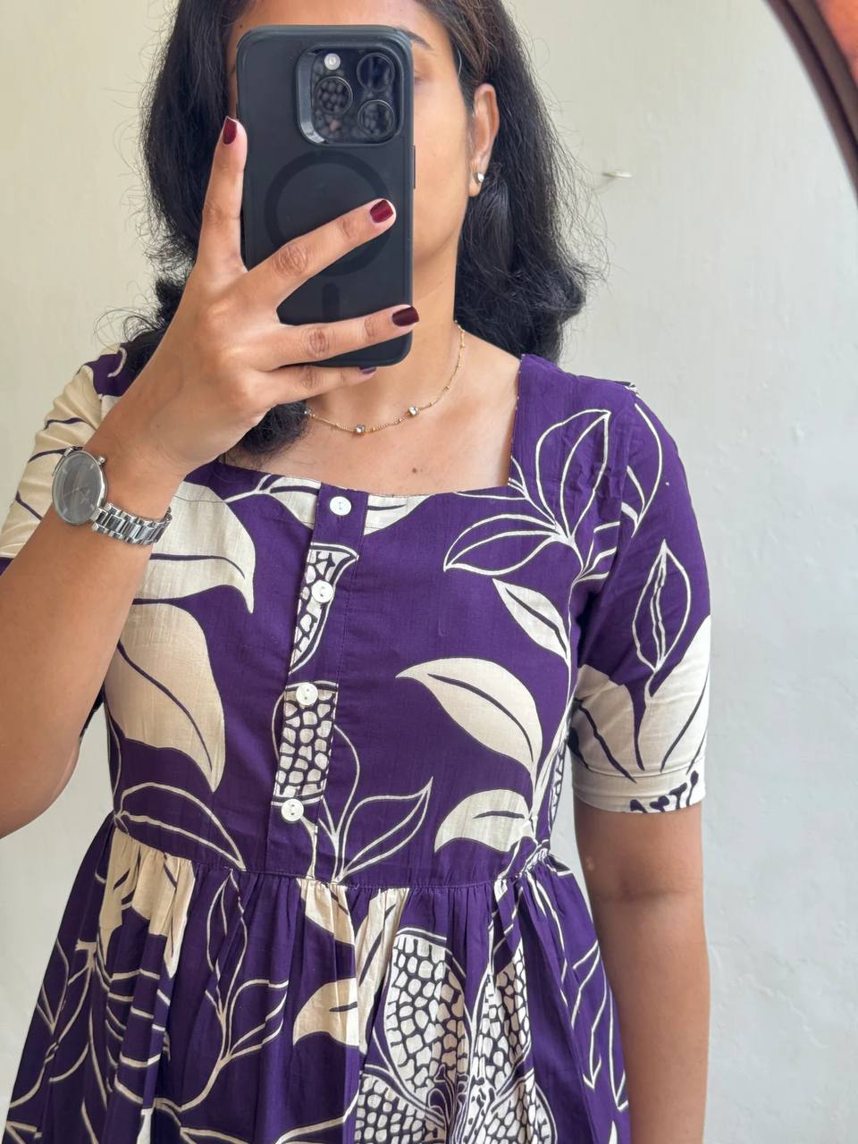 "Soft Cotton Maternity Dress - Comfortable & Stylish (48" Length)"