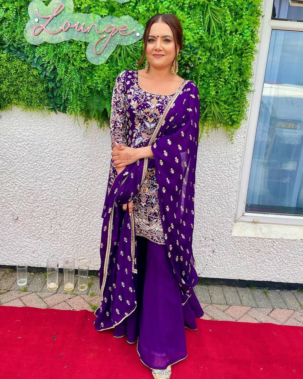 Elegant Faux Georgette Embroidered Suit Set with Samosa Lace Work