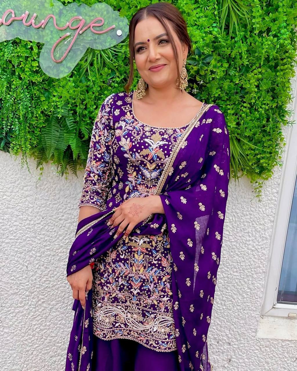 Elegant Faux Georgette Embroidered Suit Set with Samosa Lace Work