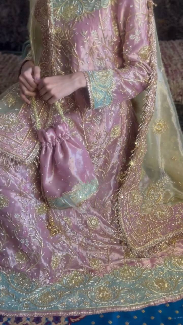 "Elegant Jimmy Choo Sequence Embroidered Ensemble with Dupatta & Pant Set"