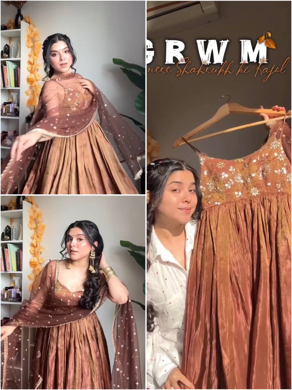 "Elegant Embroidered Fandy Silk Gown with Twill Net Dupatta"