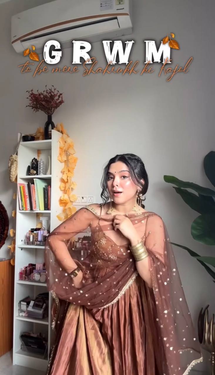 "Embroidered Fandy Silk Gown with Twill Net Dupatta & Elastic Bottom"