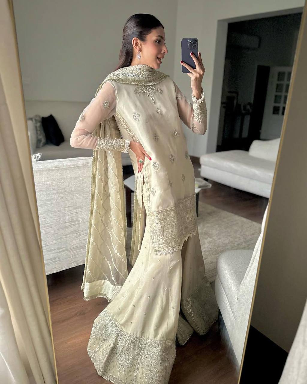 "Elegant Chinon Sequence Embroidered Sharara Set with Dupatta"