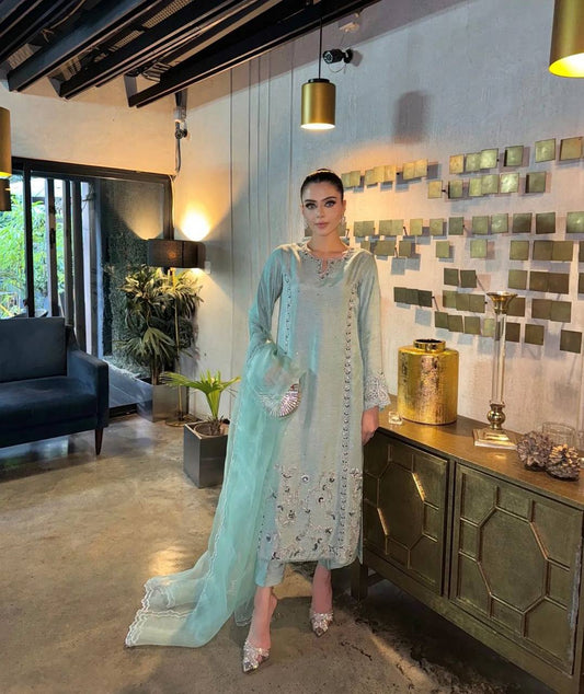 Pure Chinon Silk Kurta Pant with Dupatta