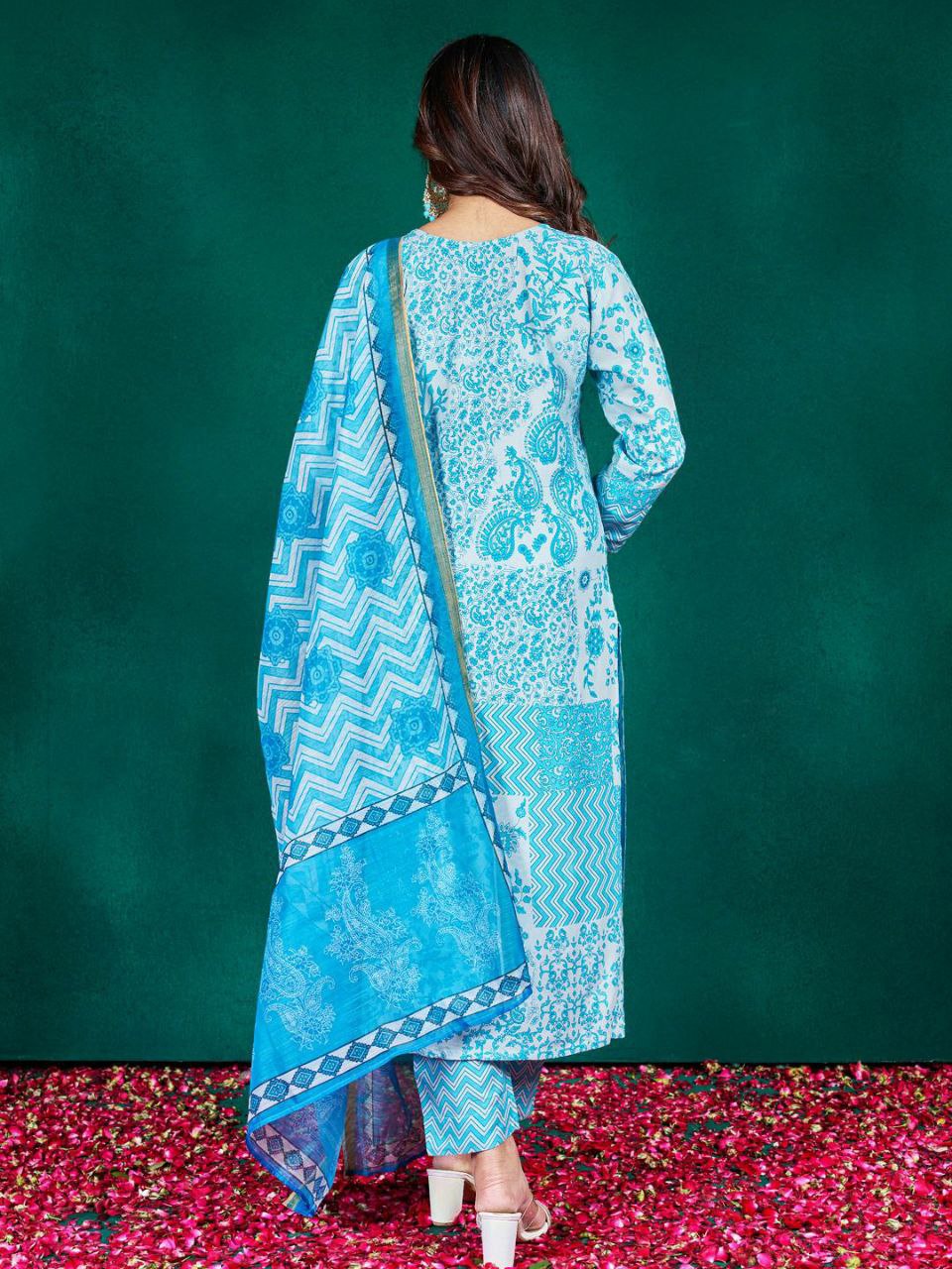 "Elegant Sky Blue Rayon Kurti Set with Embroidery & Sequence Work, Fancy Dupatta"