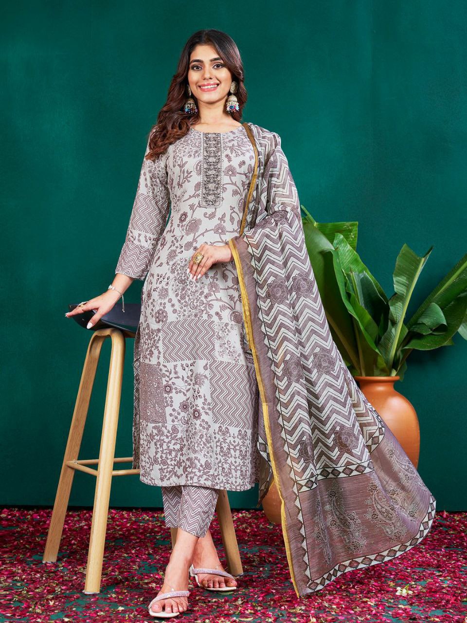 "Elegant Sky Blue Rayon Kurti Set with Embroidery & Sequence Work, Fancy Dupatta"