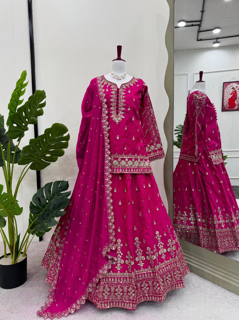 Elegant Simmer Silk Lehenga Set with Thread & Sequin Work