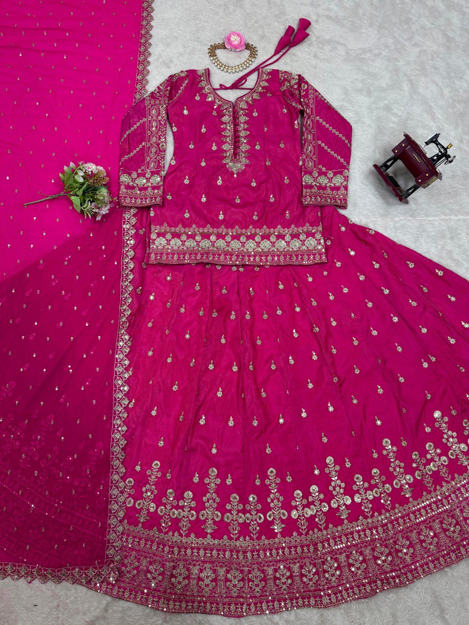 Elegant Simmer Silk Lehenga Set with Thread & Sequin Work