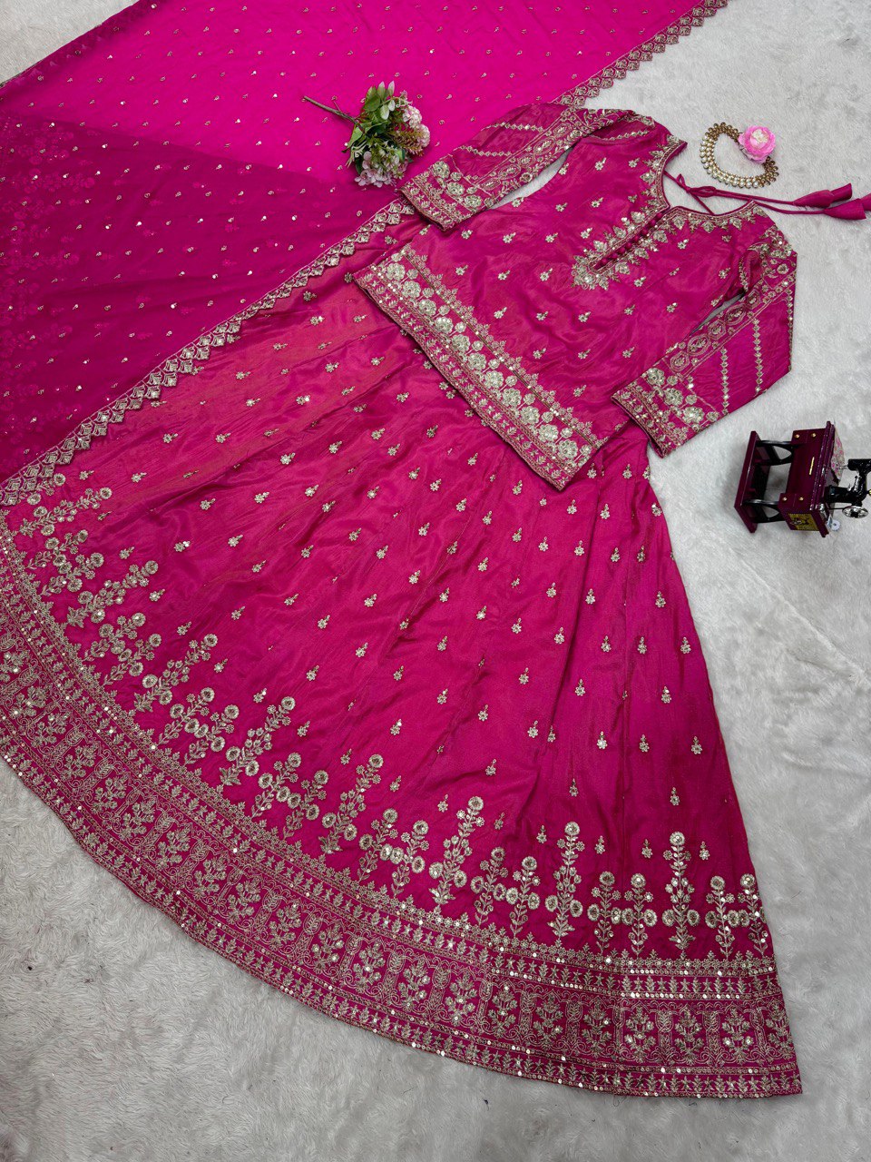 Elegant Simmer Silk Lehenga Set with Thread & Sequin Work