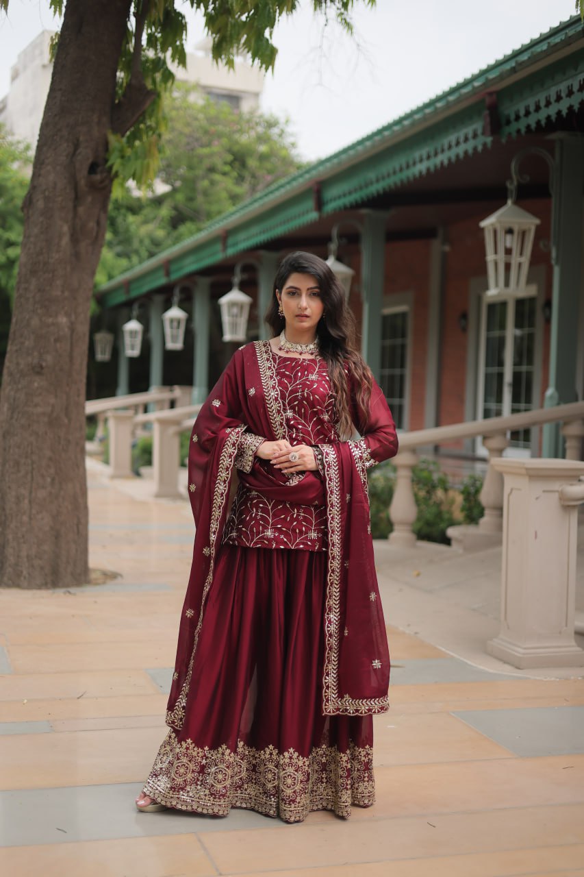 Rangoli Silk Kurta Palazzo with Dupatta