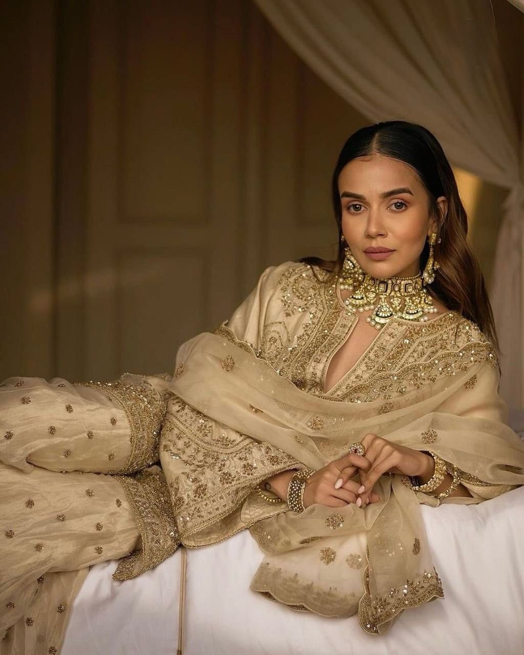 "Elegant Chinon Silk Ensemble with Thread & Sequence Work"