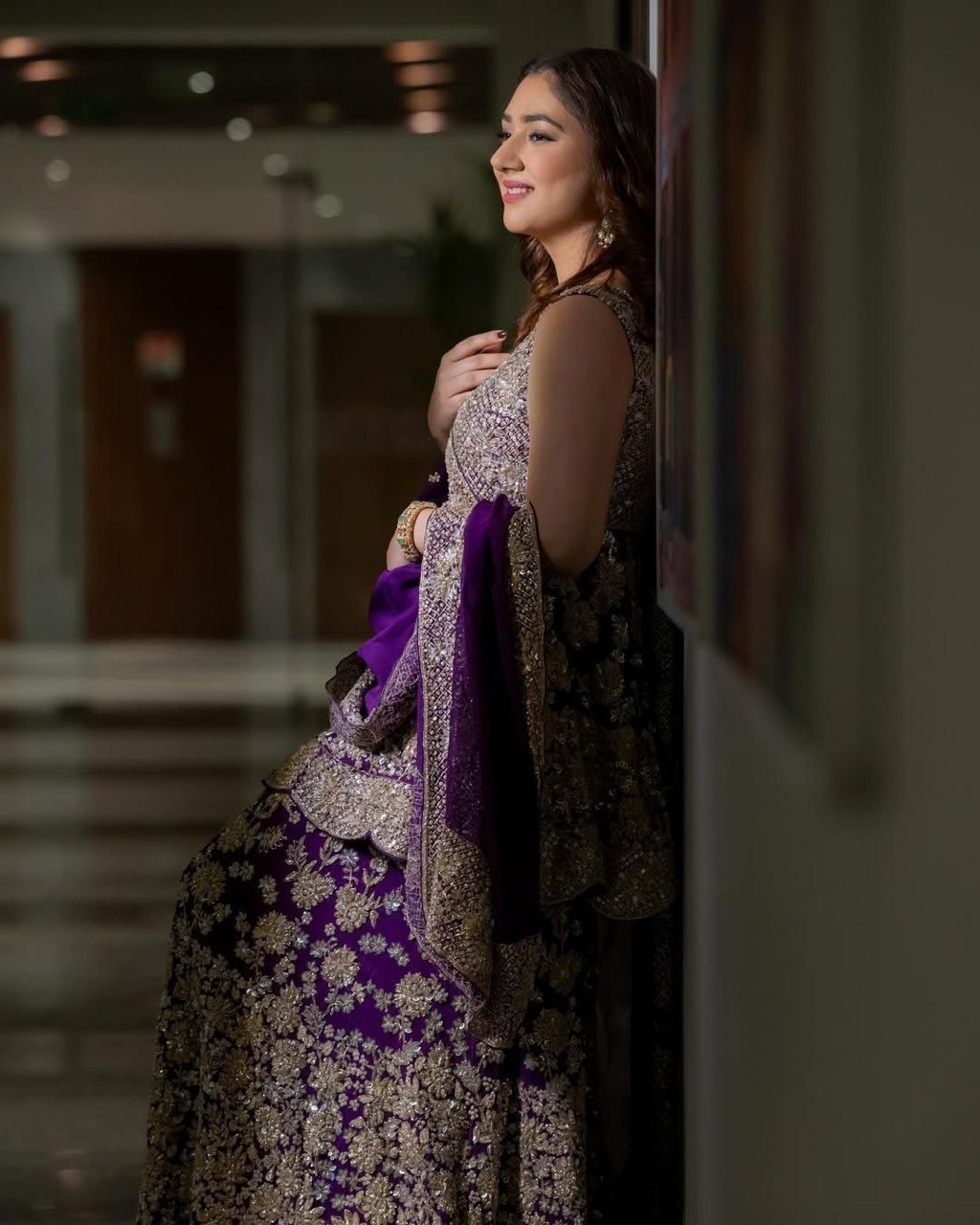 "Elegant Thread-Work Foux Georgette Sharara Set with Sequins and Lace Detailing"