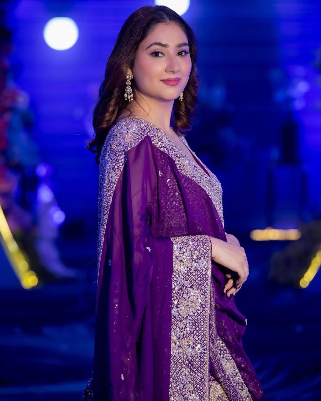 "Elegant Thread-Work Foux Georgette Sharara Set with Sequins and Lace Detailing"