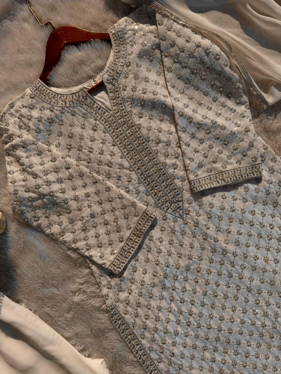 "Elegant Fox Georgette Eid Special Set with Sequence & Moti Work"