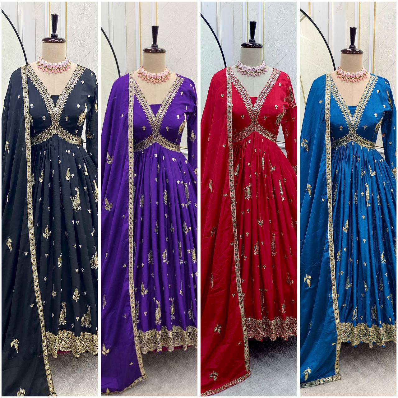 "Elegant Gwon Set: Pure Cinon Silk with Heavy Embroidery & Premium Fabrics"