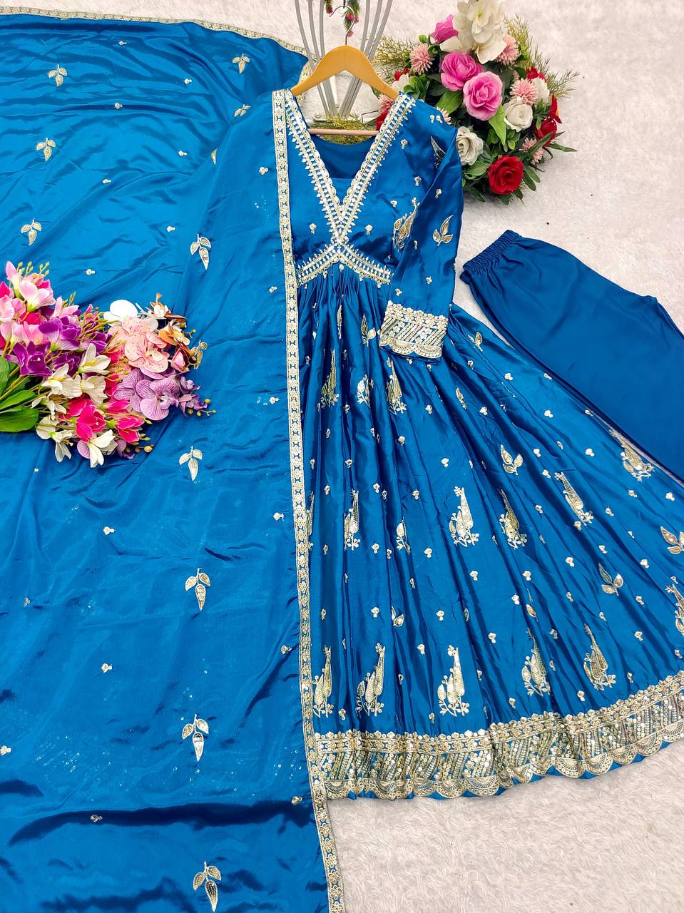 "Elegant Gwon Set: Pure Cinon Silk with Heavy Embroidery & Premium Fabrics"