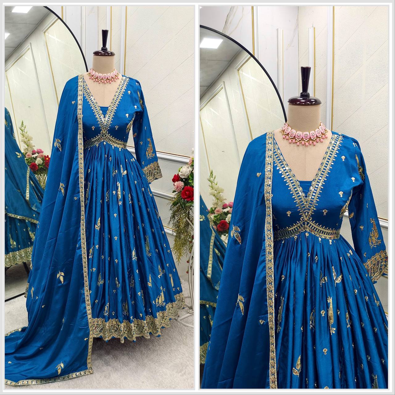 "Elegant Gwon Set: Pure Cinon Silk with Heavy Embroidery & Premium Fabrics"