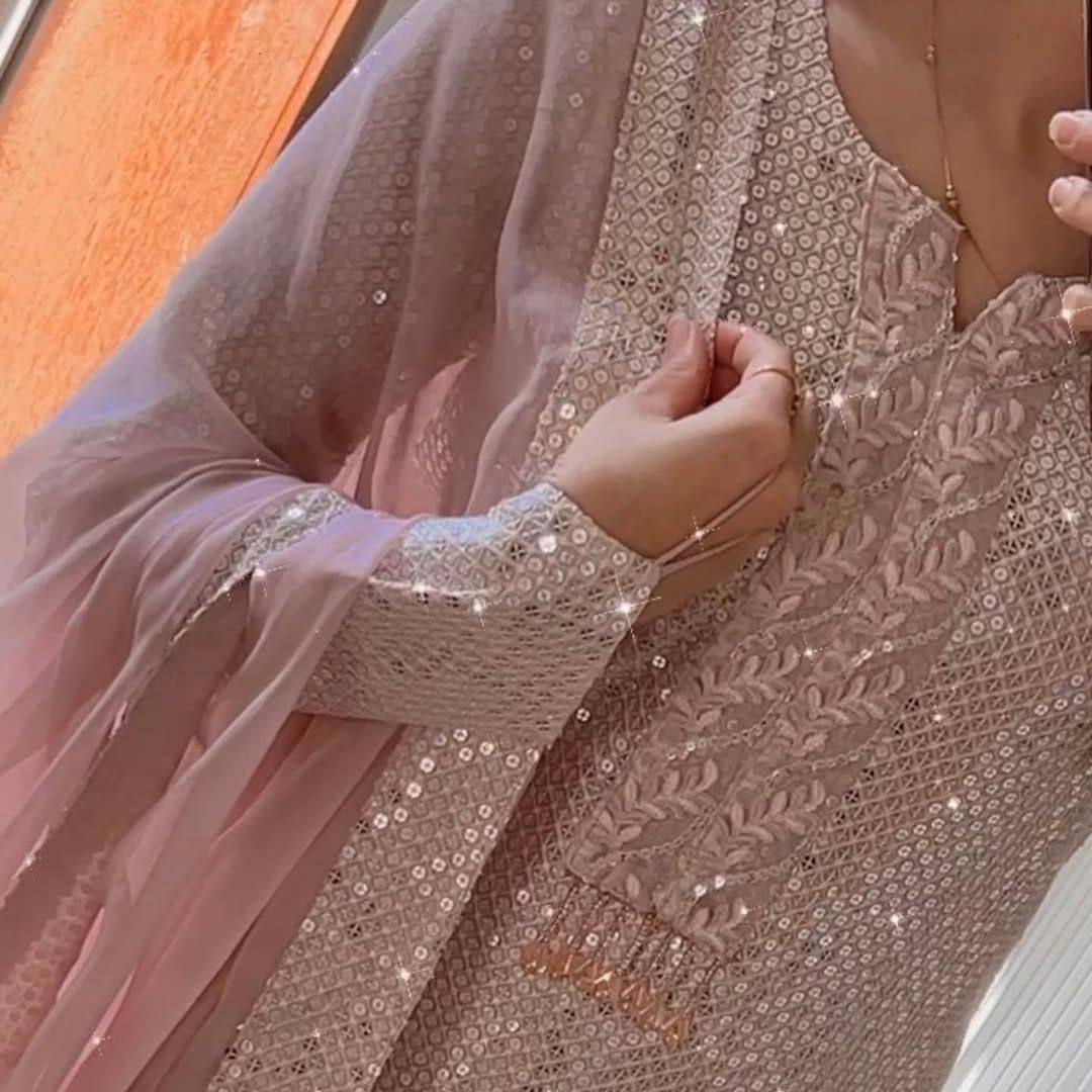 "Elegant Fox Georgette Eid Collection with Sequence Embroidery & Lace Work"