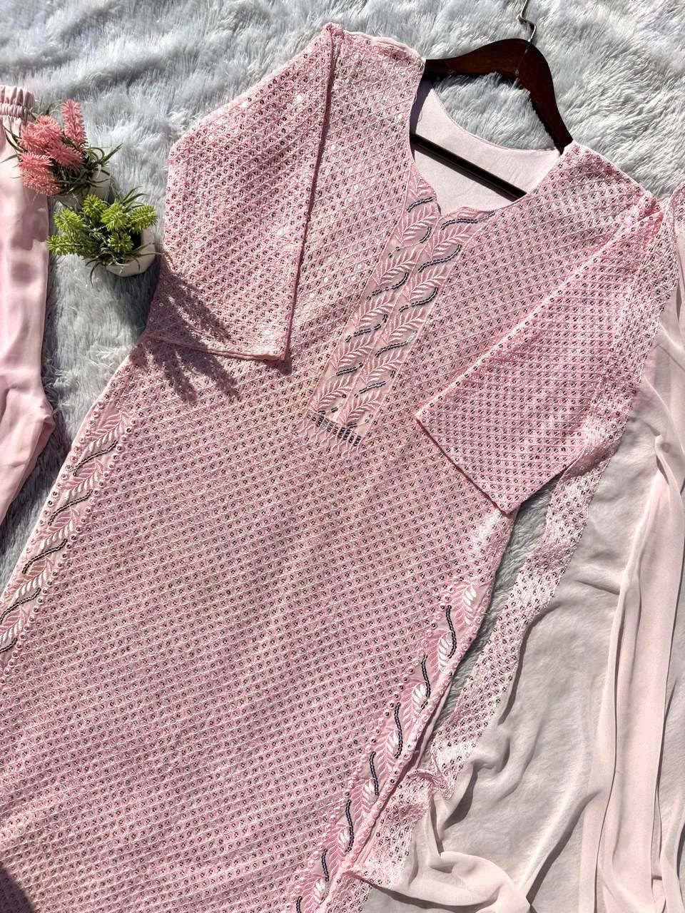 "Elegant Fox Georgette Eid Collection with Sequence Embroidery & Lace Work"