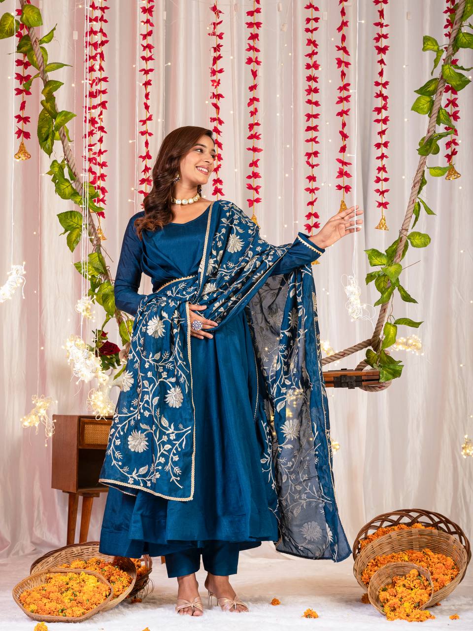 Anarkali Gown Pant with Dupatta