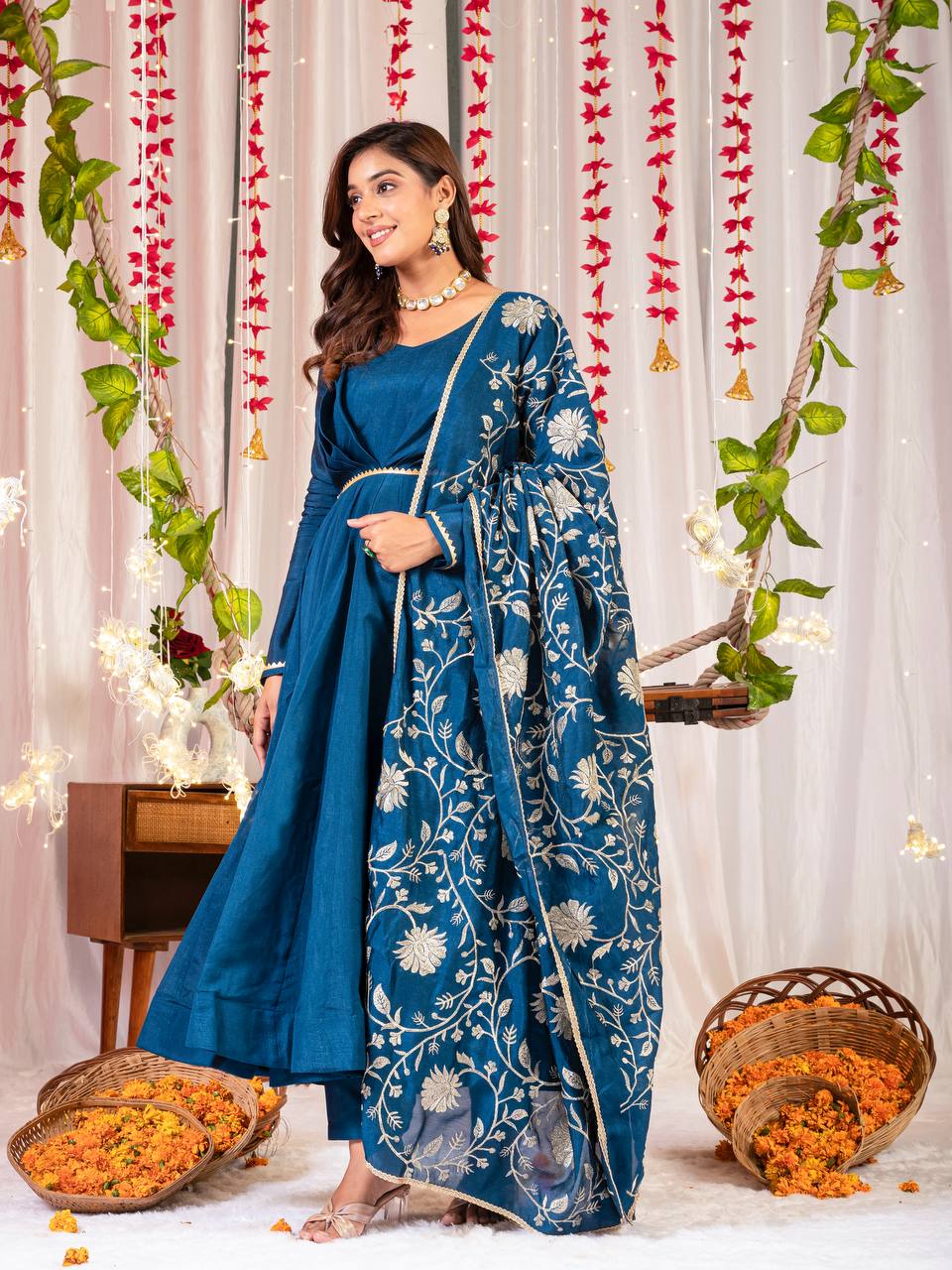Anarkali Gown Pant with Dupatta