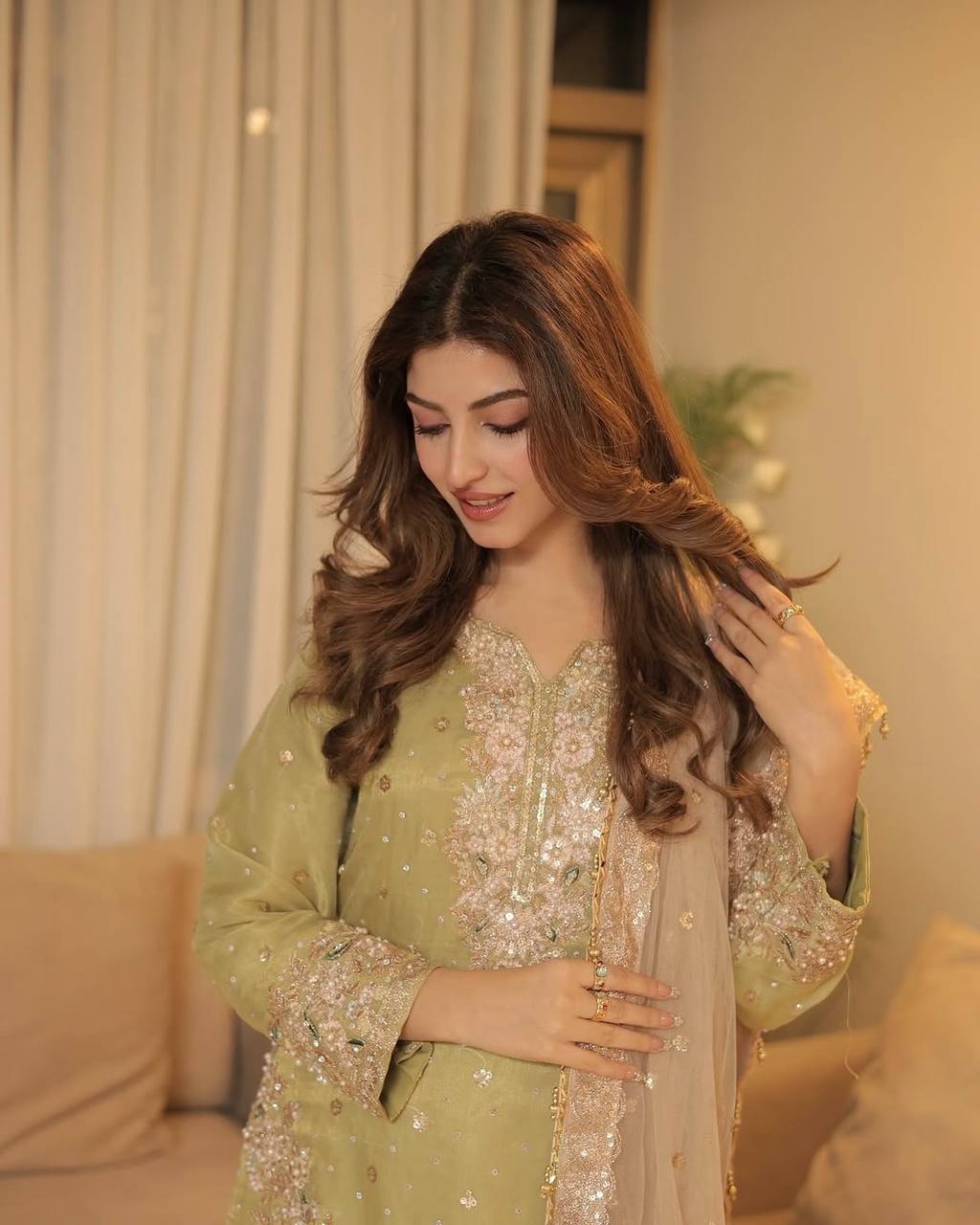 "Elegant Chinon Silk Kurti-Plazzo Set with Sequins & Zari Embroidery"