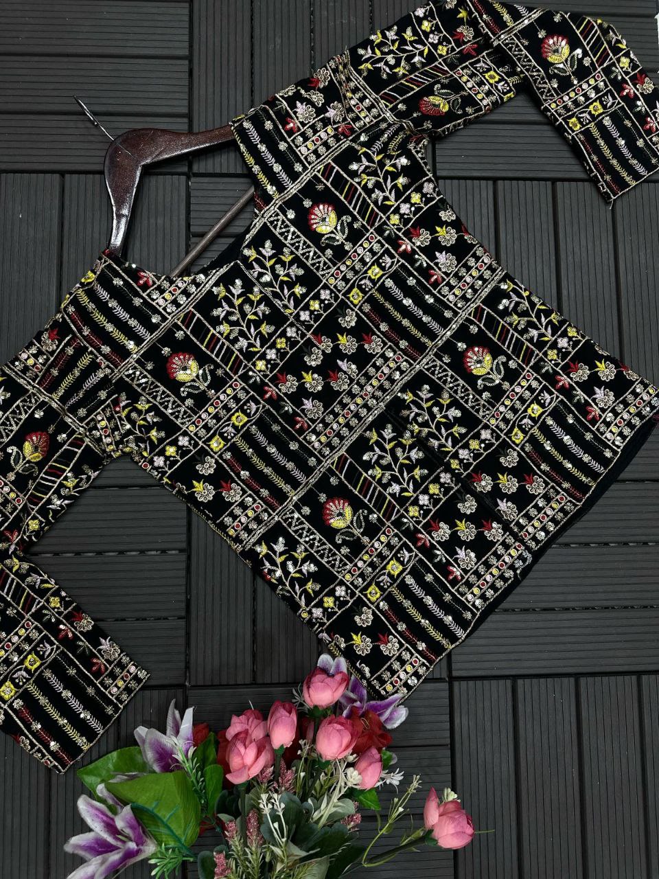 "Luxury Georgette Jacket & Plazzo Set with Embroidery"