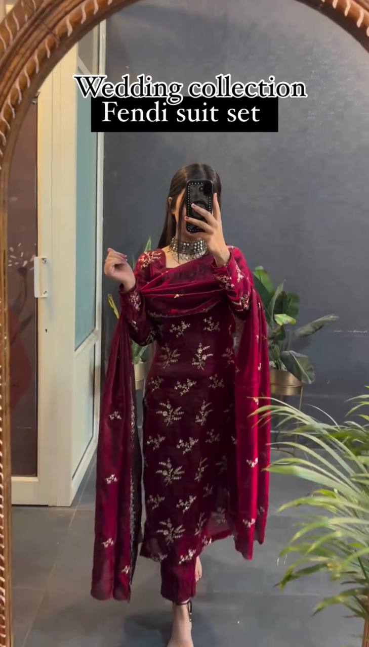 "Elegant Soft Gold Crush Ensemble with Intricate Embroidery"