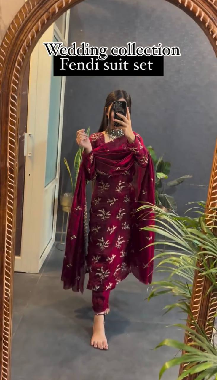 "Elegant Soft Gold Crush Ensemble with Intricate Embroidery"