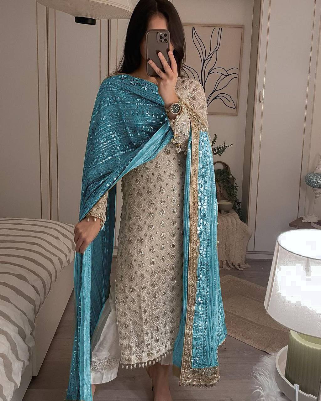 Designer Embroidery Kurta Pant set