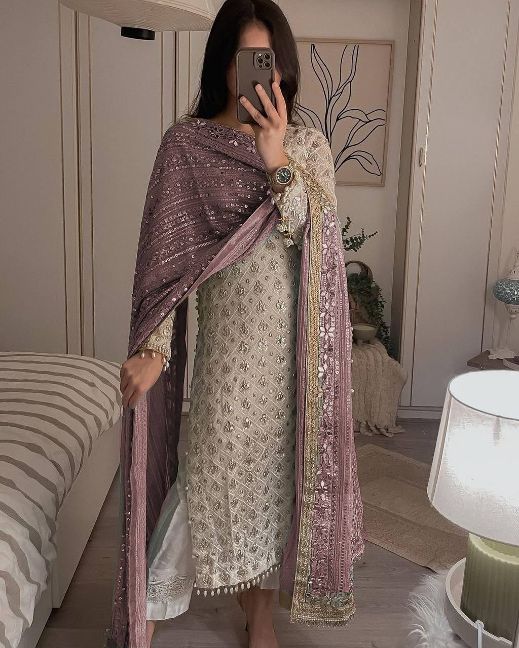 Designer Embroidery Kurta Pant set