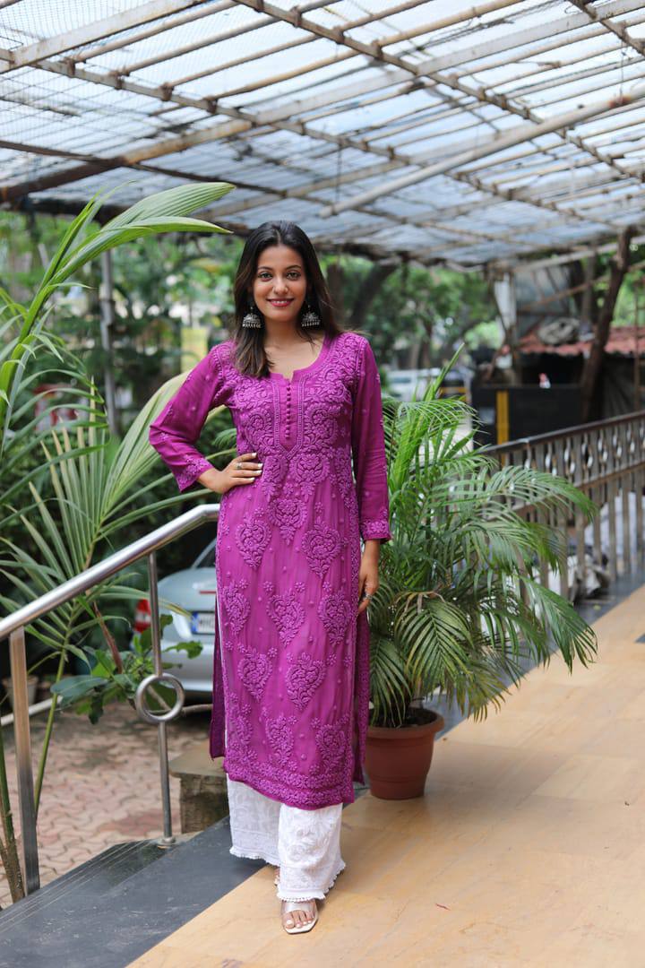 "Elegant Rayon Embroidered Top and Plazo Set with Silk Inner"