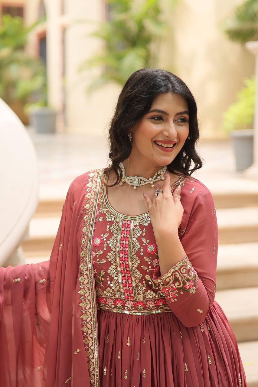 "Elegant Faux Georgette Kurti, Sharara, and Dupatta Set with Sequins Embroidery"