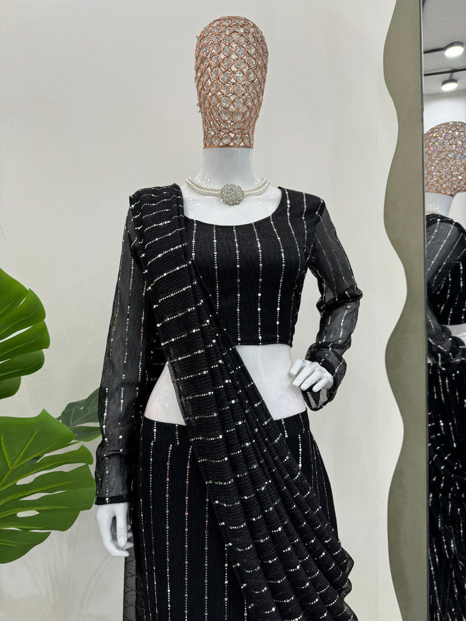 Elegant Lycra Lehenga Saree & Choli Set with Drape Style and Ready-to-Wear Comfort