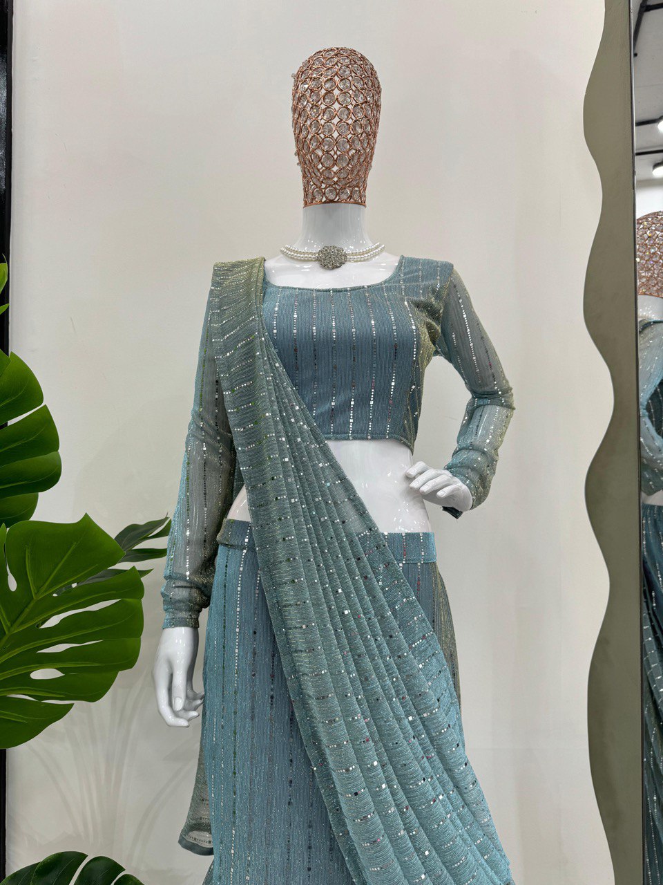 Elegant Lycra Lehenga Saree & Choli Set with Drape Style and Ready-to-Wear Comfort